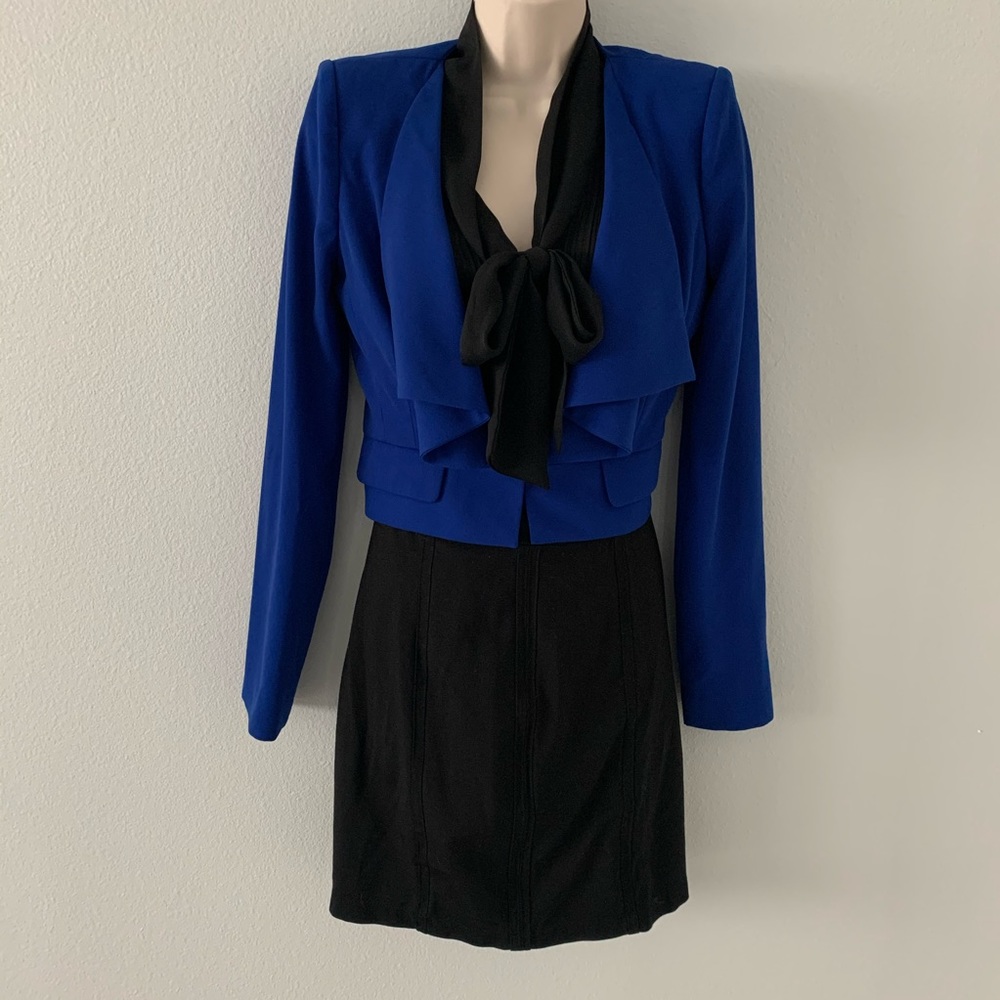 Blue ruffled blazer